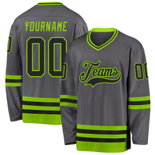 Charger l'image dans la galerie, Custom Steel Gray Black-Neon Green Hockey Jersey