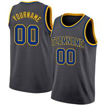 Charger l'image dans la galerie, Custom Steel Gray Royal-Gold Authentic Basketball Jersey