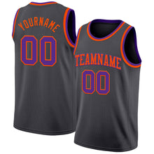 Charger l'image dans la galerie, Custom Steel Gray Purple-Orange Authentic Basketball Jersey