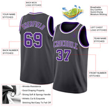 Charger l'image dans la galerie, Custom Steel Gray Purple-White Authentic Basketball Jersey