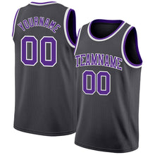Charger l'image dans la galerie, Custom Steel Gray Purple-White Authentic Basketball Jersey