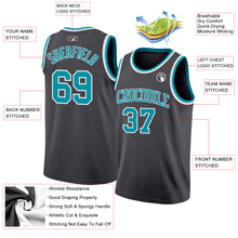 Charger l'image dans la galerie, Custom Steel Gray Teal-White Authentic Basketball Jersey