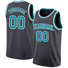 Charger l'image dans la galerie, Custom Steel Gray Teal-White Authentic Basketball Jersey