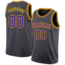 Charger l'image dans la galerie, Custom Steel Gray Purple-Gold Authentic Basketball Jersey