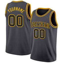 Laden Sie das Bild in den Galerie-Viewer, Custom Steel Gray Black-Gold Authentic Basketball Jersey