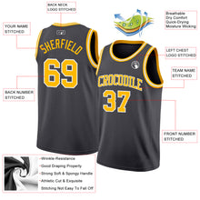 Charger l'image dans la galerie, Custom Steel Gray Gold-White Authentic Basketball Jersey