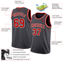 Charger l'image dans la galerie, Custom Steel Gray Red-White Authentic Basketball Jersey