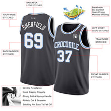 Laden Sie das Bild in den Galerie-Viewer, Custom Steel Gray White-Light Blue Authentic Basketball Jersey