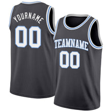Laden Sie das Bild in den Galerie-Viewer, Custom Steel Gray White-Light Blue Authentic Basketball Jersey
