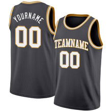 Laden Sie das Bild in den Galerie-Viewer, Custom Steel Gray White-Old Gold Authentic Basketball Jersey