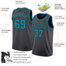 Charger l'image dans la galerie, Custom Steel Gray Teal-Black Authentic Basketball Jersey