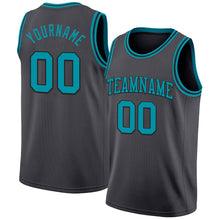 Charger l'image dans la galerie, Custom Steel Gray Teal-Black Authentic Basketball Jersey