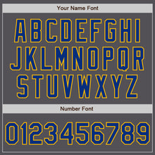 Charger l'image dans la galerie, Custom Steel Gray Royal-Gold Authentic Baseball Jersey