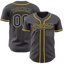 Charger l'image dans la galerie, Custom Steel Gray Royal-Gold Authentic Baseball Jersey
