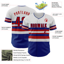 Load image into Gallery viewer, Custom White Red-Royal Block Stripes Lines Texas Style Authentic Baseball Jersey