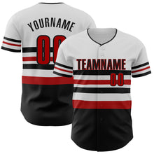 Laden Sie das Bild in den Galerie-Viewer, Custom White Red-Black Block Stripes Lines Washington Style Authentic Baseball Jersey