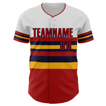 Load image into Gallery viewer, Custom White Red Gold-Navy Block Stripes Lines St.Louis Style Authentic Baseball Jersey