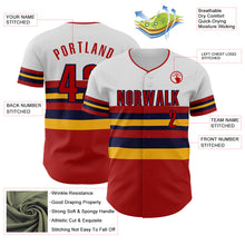 Load image into Gallery viewer, Custom White Red Gold-Navy Block Stripes Lines St.Louis Style Authentic Baseball Jersey