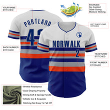 Load image into Gallery viewer, Custom White Royal Orange-Gray Block Stripes Lines New York Style Authentic Baseball Jersey