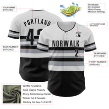 Load image into Gallery viewer, Custom White Black-Gray Block Stripes Lines Chicago Style Authentic Baseball Jersey