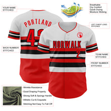 Laden Sie das Bild in den Galerie-Viewer, Custom White Fire Red-Black Block Stripes Lines Cincinnati Style Authentic Baseball Jersey