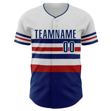 Load image into Gallery viewer, Custom White US Navy Blue-Red Block Stripes Lines Philadelphia Style Authentic Baseball Jersey