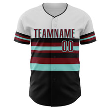 Laden Sie das Bild in den Galerie-Viewer, Custom White Crimson Black-Ice Blue Block Stripes Lines Arizona Style Authentic Baseball Jersey