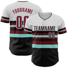 Laden Sie das Bild in den Galerie-Viewer, Custom White Crimson Black-Ice Blue Block Stripes Lines Arizona Style Authentic Baseball Jersey