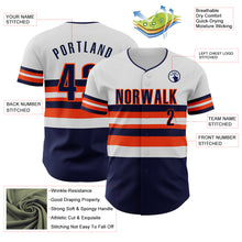 Laden Sie das Bild in den Galerie-Viewer, Custom White Navy-Orange Block Stripes Lines Houston Style Authentic Baseball Jersey