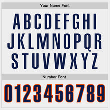 Laden Sie das Bild in den Galerie-Viewer, Custom White Navy-Orange Block Stripes Lines Houston Style Authentic Baseball Jersey