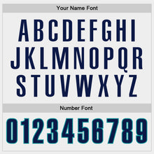 Load image into Gallery viewer, Custom White Navy Gray-Teal Block Stripes Lines Seattle Style Authentic Baseball Jersey