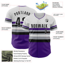 Laden Sie das Bild in den Galerie-Viewer, Custom White Black Purple Gray-Dark Purple Block Stripes Lines Colorado Style Authentic Baseball Jersey