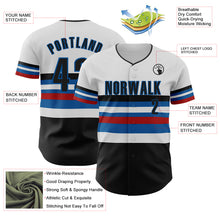Laden Sie das Bild in den Galerie-Viewer, Custom White Black Red-Blue Block Stripes Lines Miami Style Authentic Baseball Jersey