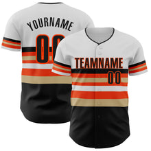 Load image into Gallery viewer, Custom White Black Vegas Gold-Orange Block Stripes Lines San Francisco Style Authentic Baseball Jersey