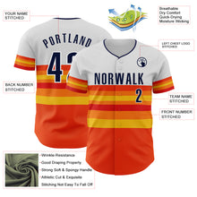 Laden Sie das Bild in den Galerie-Viewer, Custom White Navy Orange Gold-Red Block Stripes Lines Houston Style Authentic Baseball Jersey