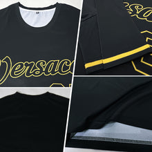 Laden Sie das Bild in den Galerie-Viewer, Custom Black Black-Old Gold Performance T-Shirt