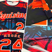 Загрузить изображение в средство просмотра галереи, Custom Black Orange-White 3D Pattern Design Tropical Hawaii Palms Trees Performance T-Shirt