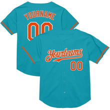 Load image into Gallery viewer, Custom Teal Orange-White Mesh Authentic Throwback Baseball Jersey