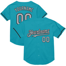 Charger l'image dans la galerie, Custom Teal Gray-Black Mesh Authentic Throwback Baseball Jersey