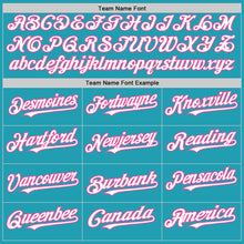 Load image into Gallery viewer, Custom Teal White-Pink Mesh Authentic Throwback Baseball Jersey