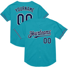 Загрузить изображение в средство просмотра галереи, Custom Teal Navy-White Mesh Authentic Throwback Baseball Jersey