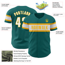 Laden Sie das Bild in den Galerie-Viewer, Custom Teal White-Gold Authentic Baseball Jersey