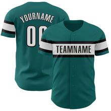 Laden Sie das Bild in den Galerie-Viewer, Custom Teal White-Black Authentic Baseball Jersey