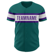 Laden Sie das Bild in den Galerie-Viewer, Custom Teal White-Purple Authentic Baseball Jersey
