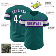 Laden Sie das Bild in den Galerie-Viewer, Custom Teal White-Purple Authentic Baseball Jersey
