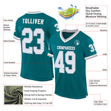 Load image into Gallery viewer, Custom Teal White-Gray Mesh Authentic Throwback Football Jersey