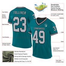 Load image into Gallery viewer, Custom Teal Gray-Black Mesh Authentic Throwback Football Jersey