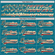 Load image into Gallery viewer, Custom Teal Vintage USA Flag Cream-Black Hockey Lace Neck Jersey
