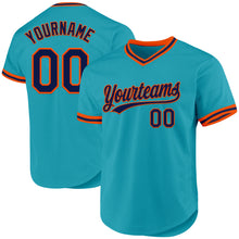 Load image into Gallery viewer, Custom Teal Navy-Orange Authentic Throwback Baseball Jersey