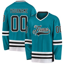 Charger l'image dans la galerie, Custom Teal Black-White Hockey Jersey